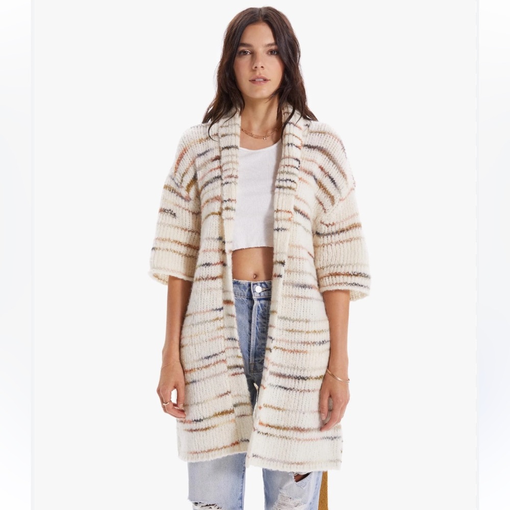 MOTHER The Drop short sleeve hip cardigan in between takes Alpaca Small/Medium